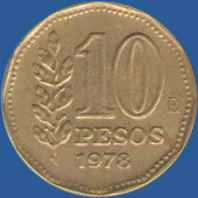 10 песо Аргентины 1978 года